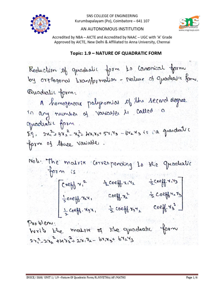 Nature Of Quadratic Form