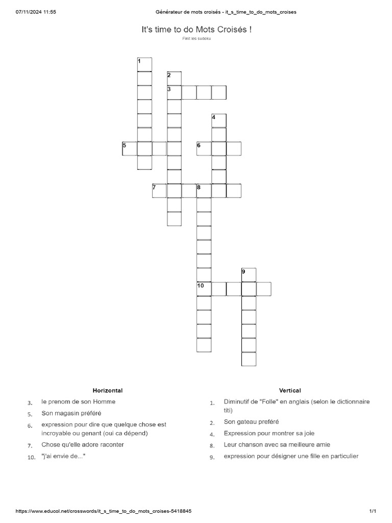 G N Rateur De Mots Crois S It S Time To Do Mots Croises Pdf