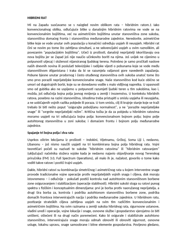 Hibridni Rat Novi Prijevod | PDF