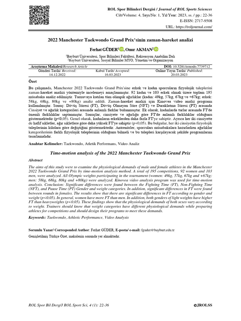 Time Motion Analysis of The 2022 Manches | PDF