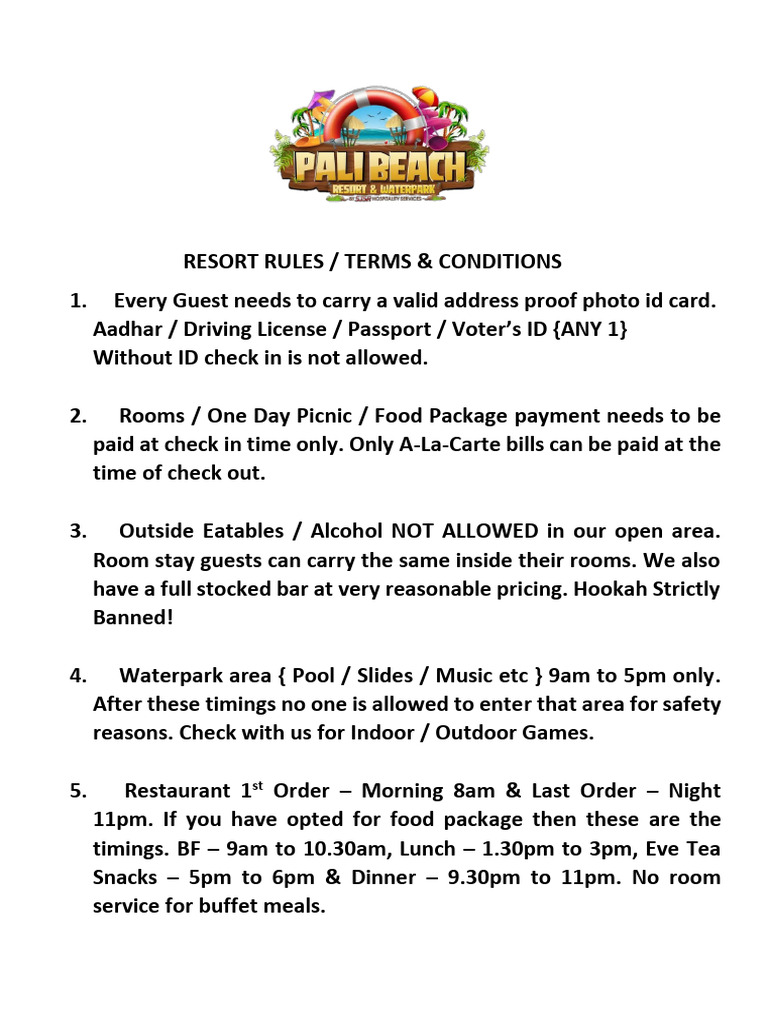 Resort Rules and Guest Restrictions | PDF