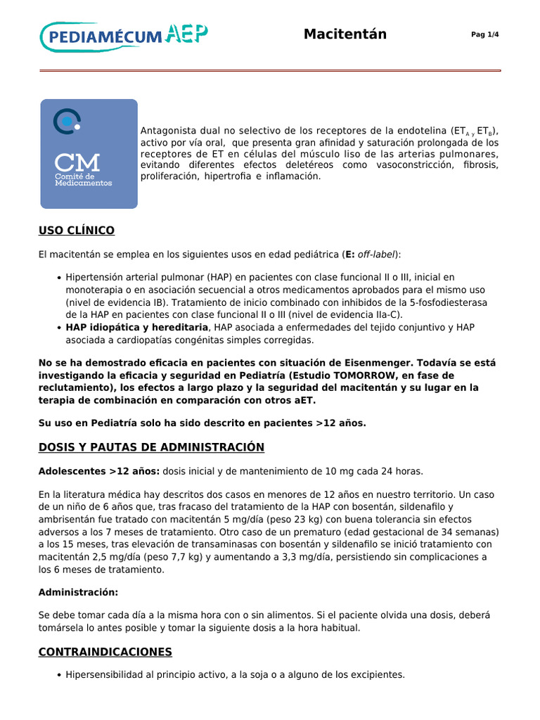 Macitentán | PDF | Transaminasa | Enfermedades y trastornos