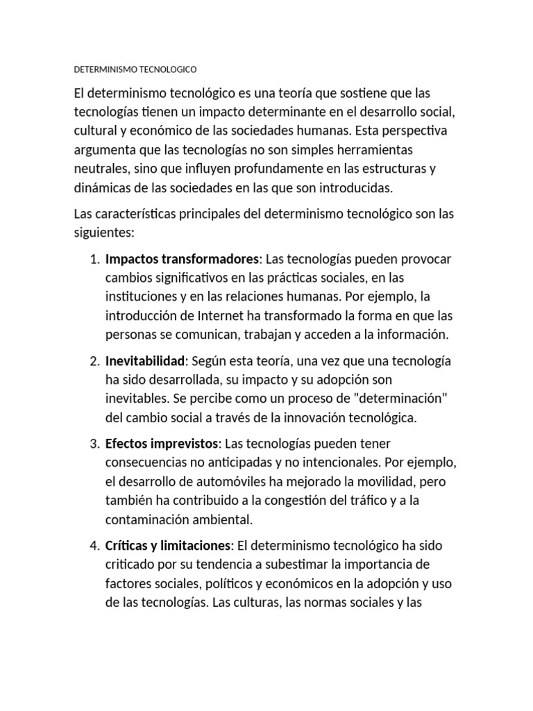 Comprendiendo el determinismo tecnológico | PDF | Indeterminismo ...