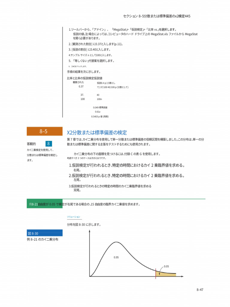 仮説の値。 注:場合によっては、 コンピュータのハード ドライブ上の Megastat.Xls ファイルから Megastat を開く必要が ...