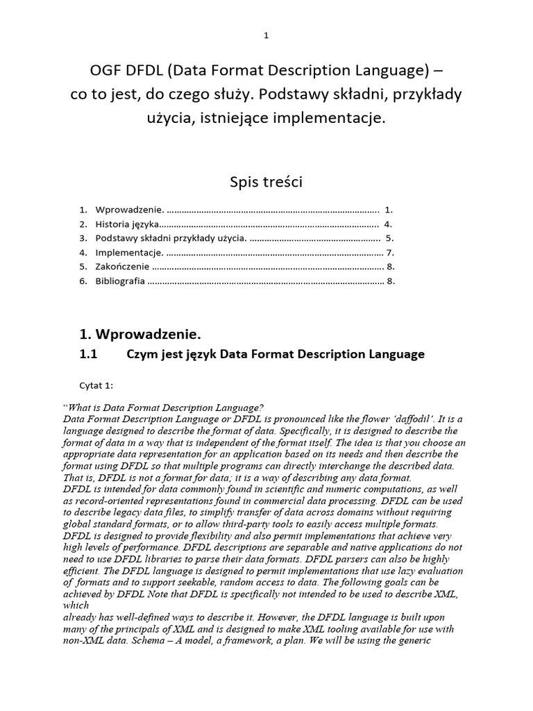 DFDL: Syntax, Uses, and Implementations | PDF