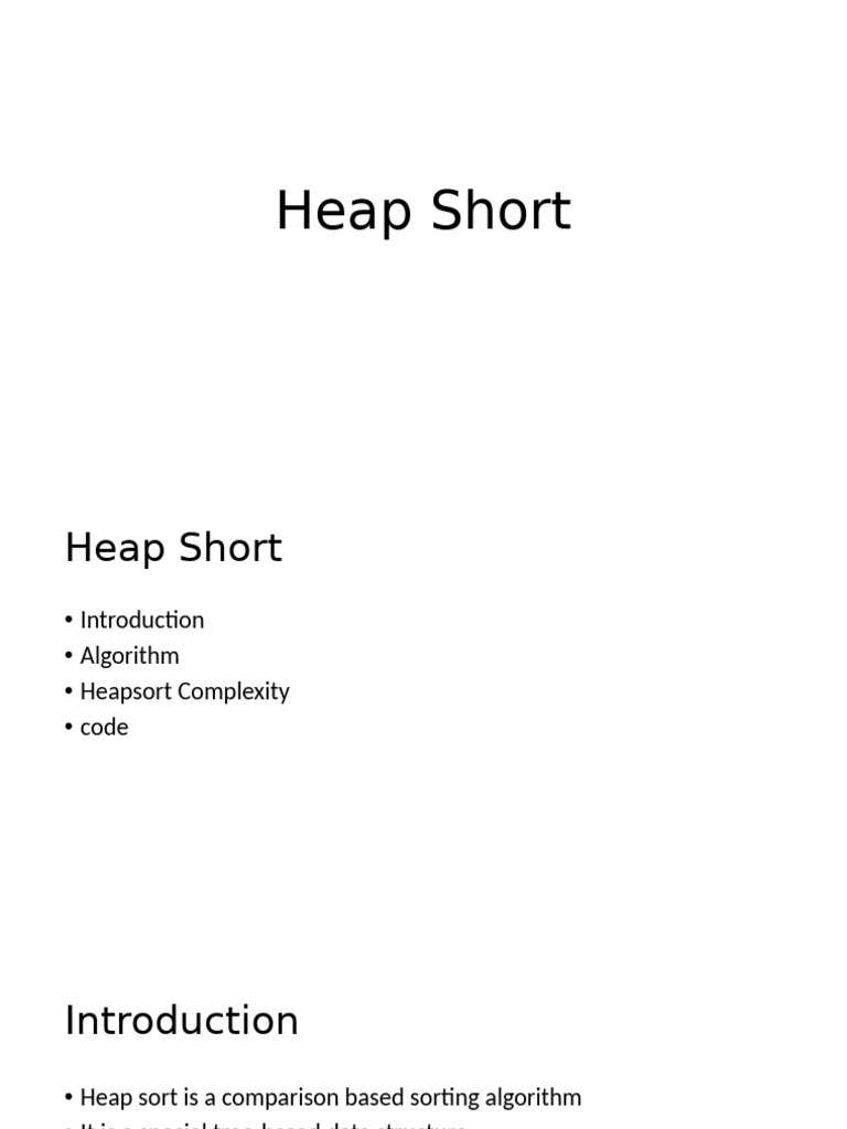 Heap Sort Algorithm and Complexity | PDF