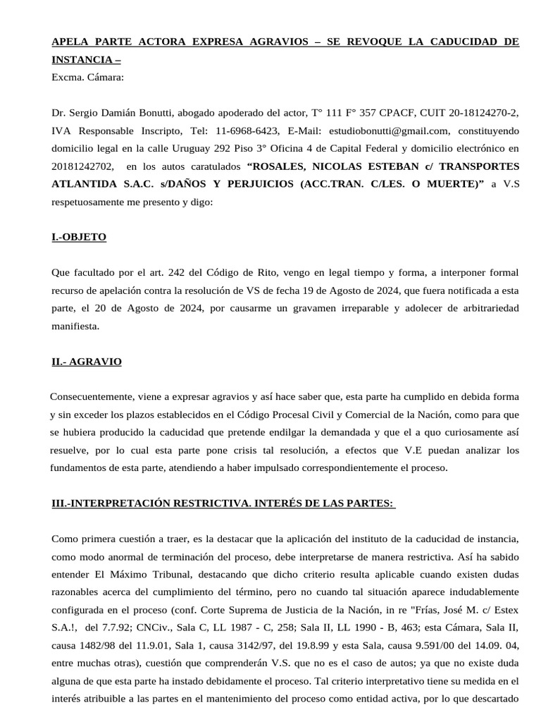 Apelación por Caducidad de Instancia | PDF | Caso de ley | Esfera pública