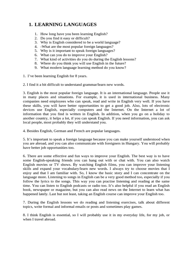 Importance of Learning English Skills | PDF | English Language ...