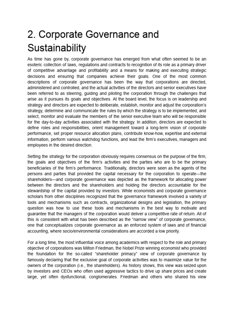 Corporate Governance and Sustainability Insights | PDF | Corporate ...