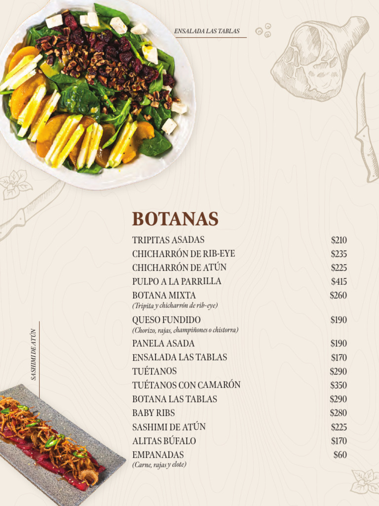 Menú Variado de Las Tablas | PDF | Alimentos | Cocina