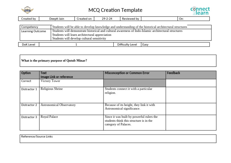 MCQ Template for Indo-Islamic Architecture | PDF