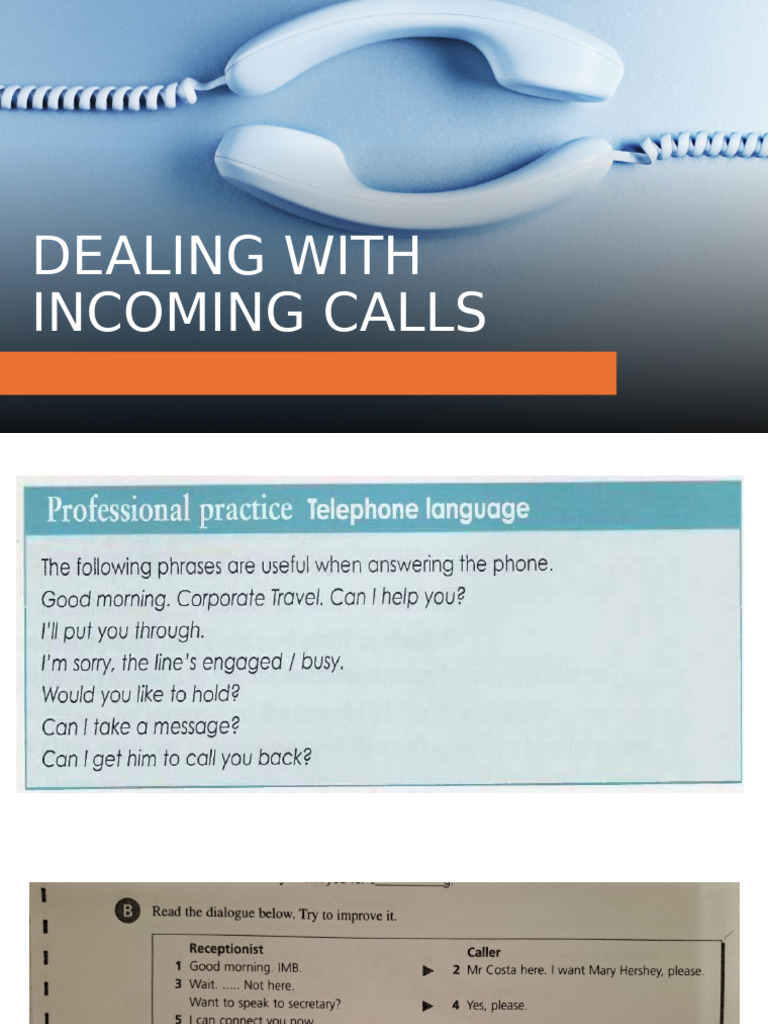 Effective Strategies for Incoming Calls | PDF