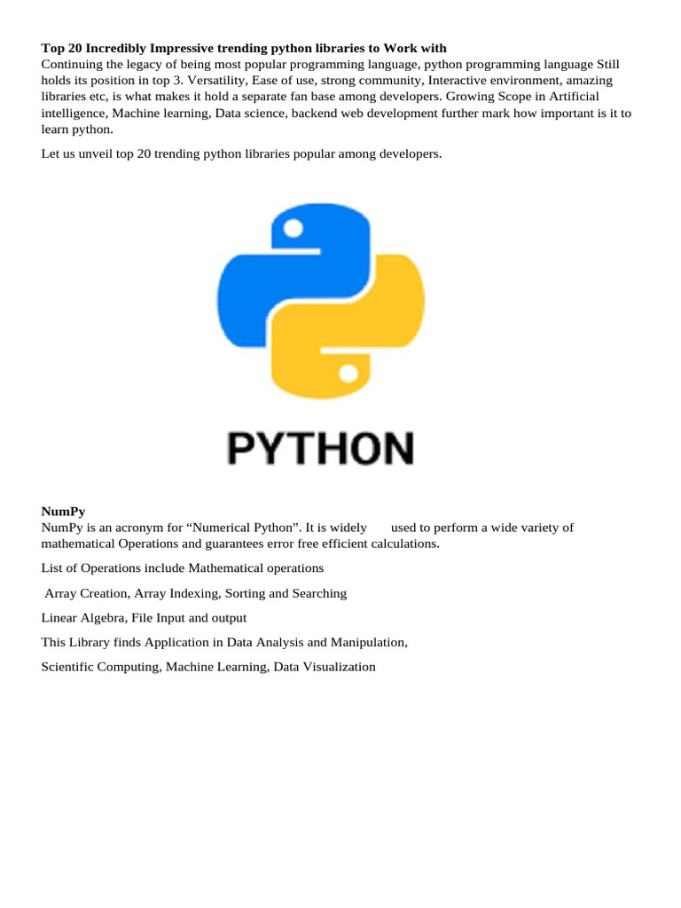 Top 20 Incredibly Impressive Trending Python Libraries To Work With ...