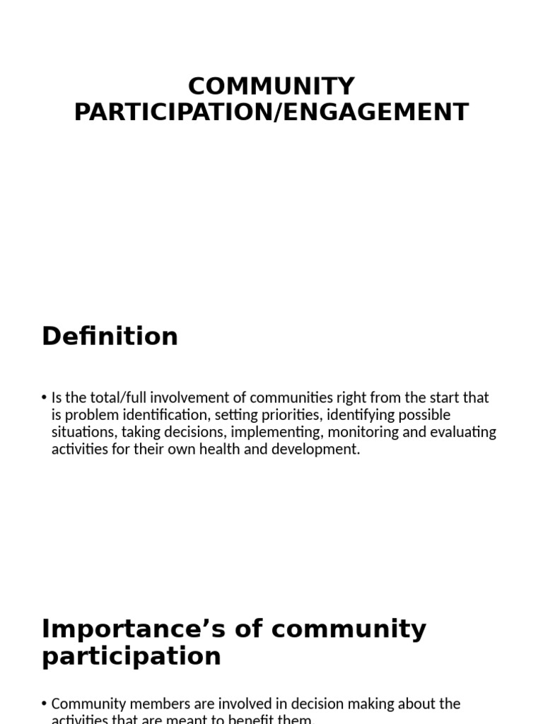 Community Participation Pdf Leadership Community