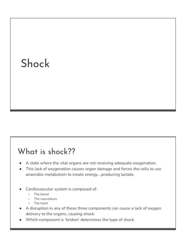 Shock 6112023 | PDF | Shock (Circulatory) | Physiology