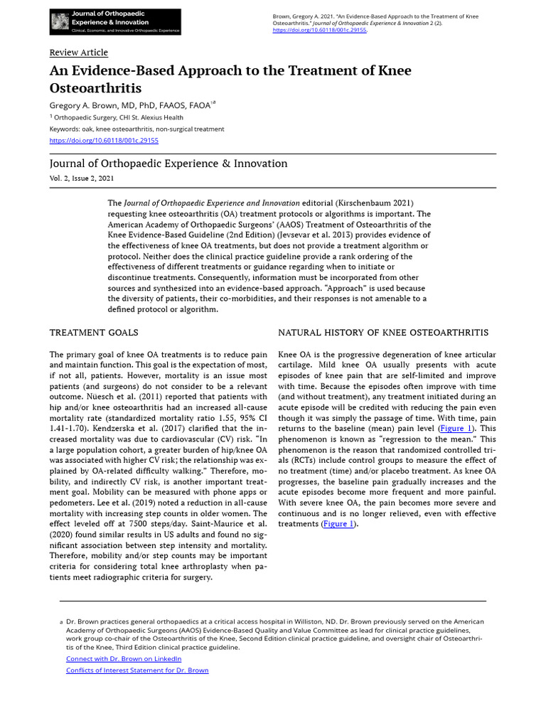 Knee OA Guideline Veidence Based Approach | PDF | Osteoarthritis ...