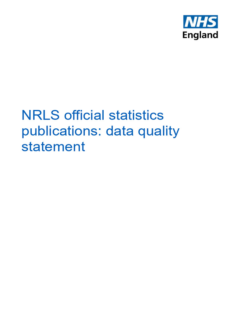 NRLS Data Quality Statement Overview | PDF | Patient Safety | Adverse ...
