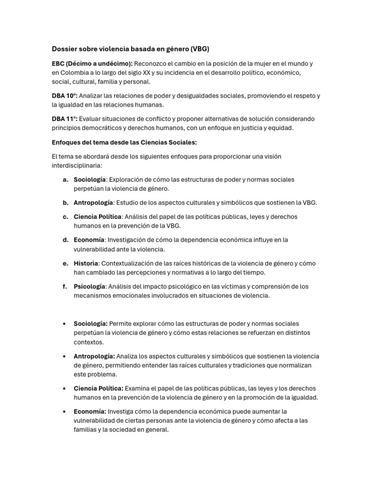 Dossier Sobre Violencia Basada en Género | PDF | La violencia contra ...