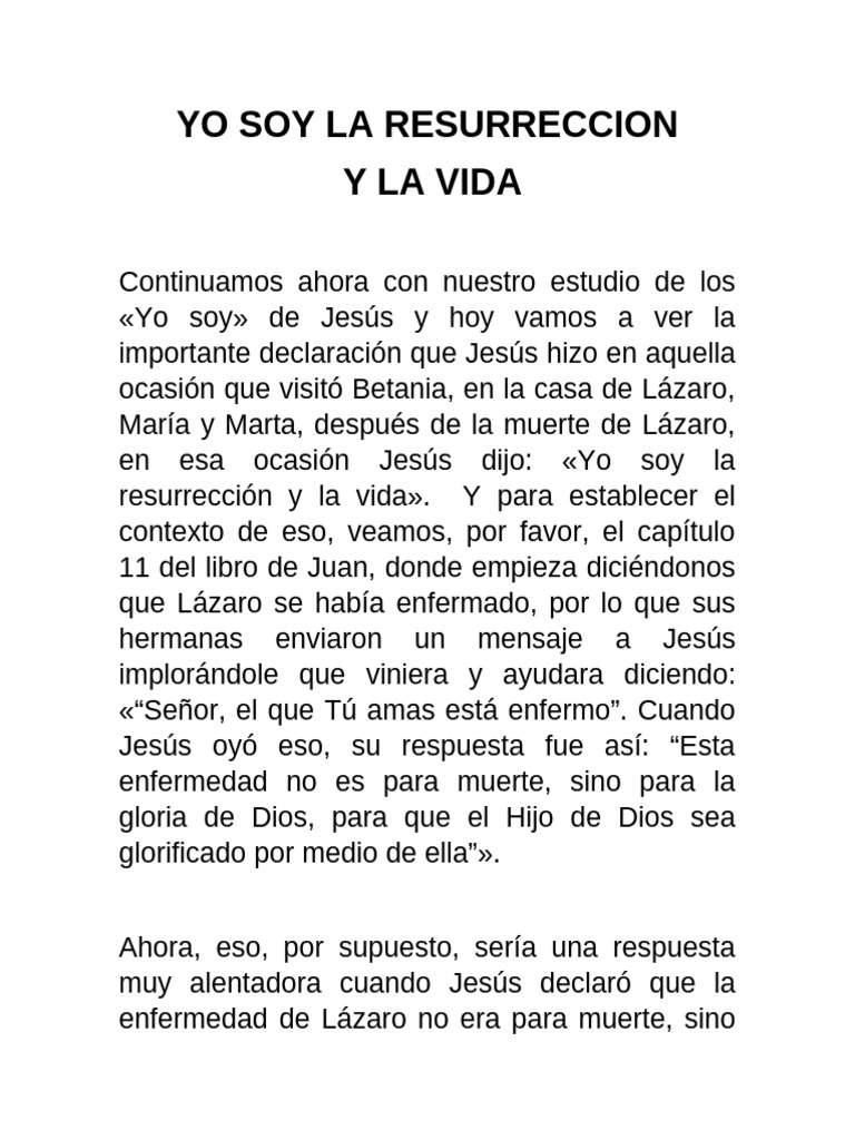 Yo Soy La Resurreccion y La Vida | PDF | Jesús | Resurrección