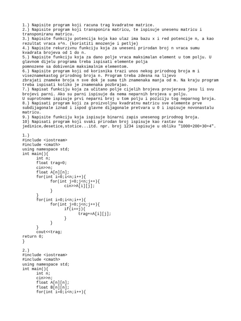 Neki Zadaci I Rjesenja C | PDF