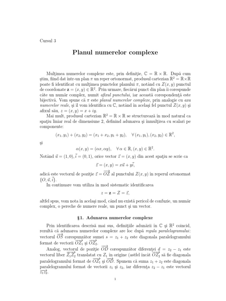 Curs 03 Planul Complex 2024 | PDF
