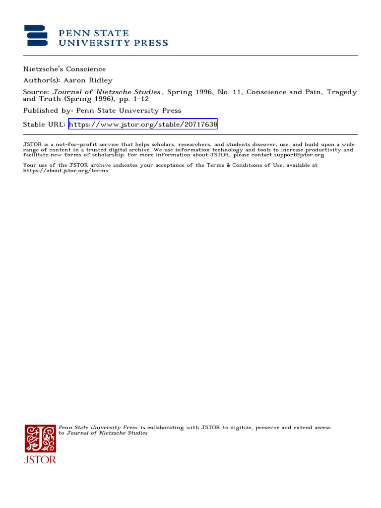 Ridley Nietzschesconscience 1996 Pdf Conscience Friedrich Nietzsche