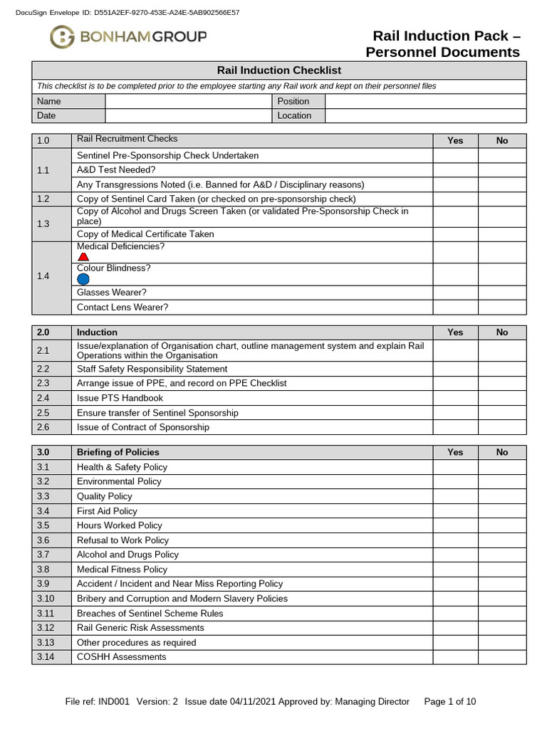 IND001 Rail Induction Pack - Personnel | PDF | Personal Protective ...