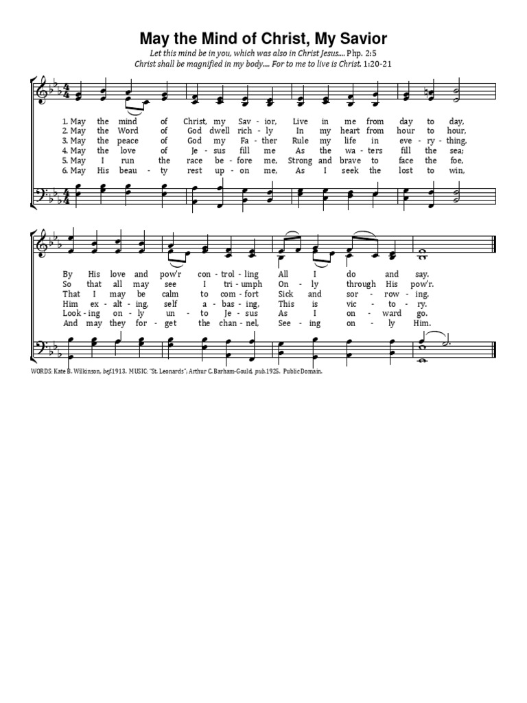 May The Mind of Christ My Savior | PDF | Religious Belief And Doctrine ...