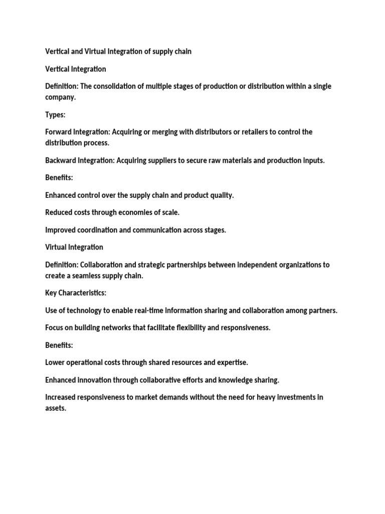 Vertical and Virtual Integration of Supply Chain | PDF