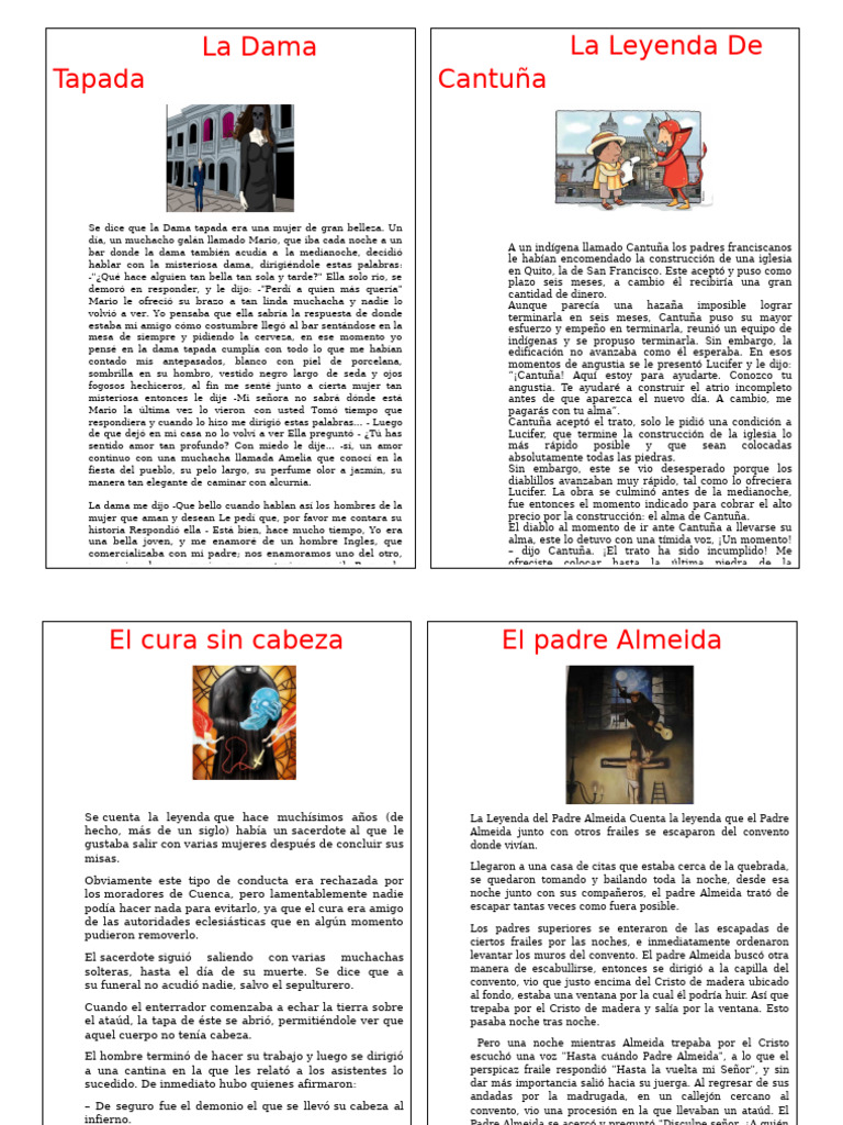 Leyendas Urbanas: Dama Tapada y Cura Sin Cabeza | PDF