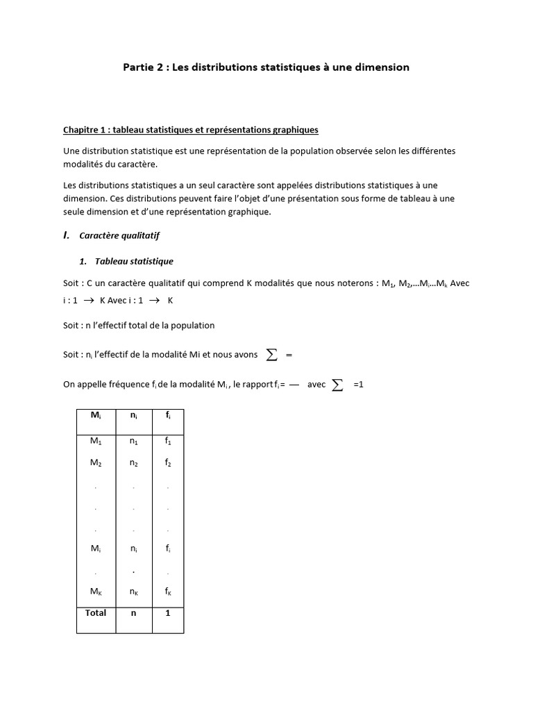 Distributions statistiques à une dimension | PDF