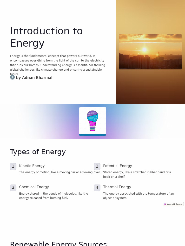 Introduction To Energy | PDF | Electricity Generation | Energy Storage