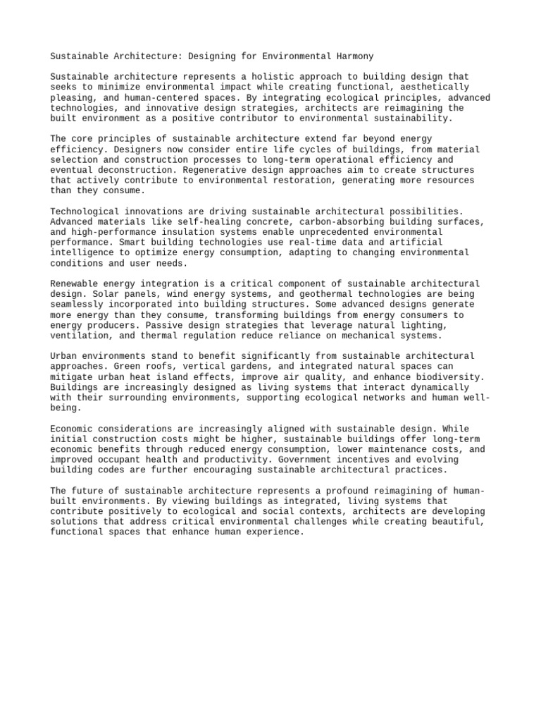 Sustainable Architecture for Eco-Friendly Design | PDF | Sustainable ...