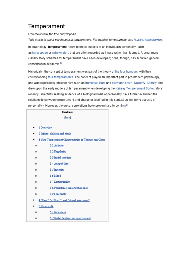 Temperament Pdf Temperament Psychology
