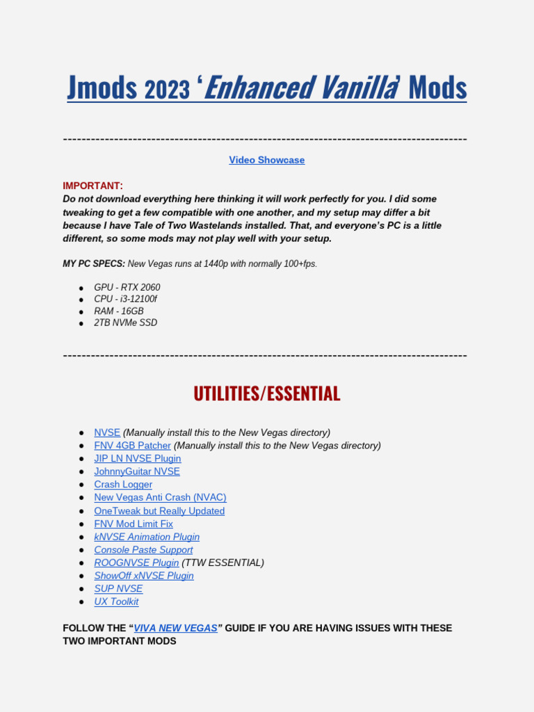 Enhanced Vanilla: Jmods ' Mods | PDF