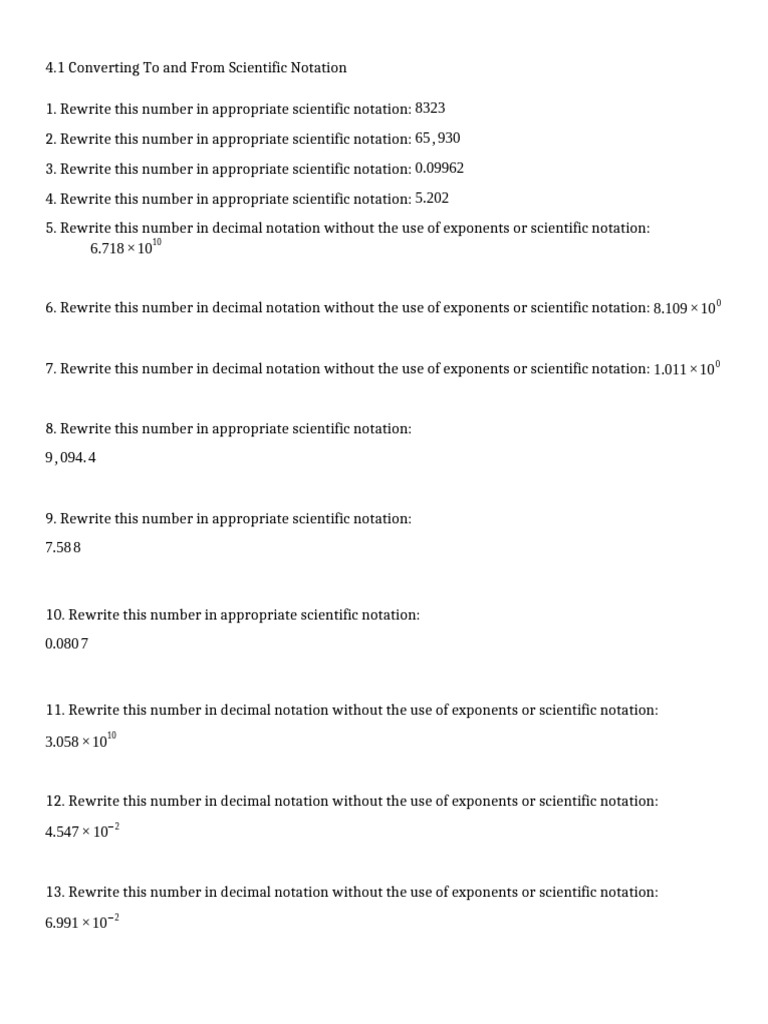4 1 Converting To And From Scientific Notation Pdf Logarithm