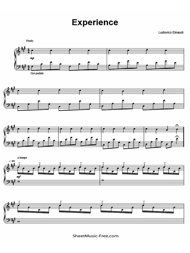 Experience Sheet Music Ludovico Einaudi | PDF