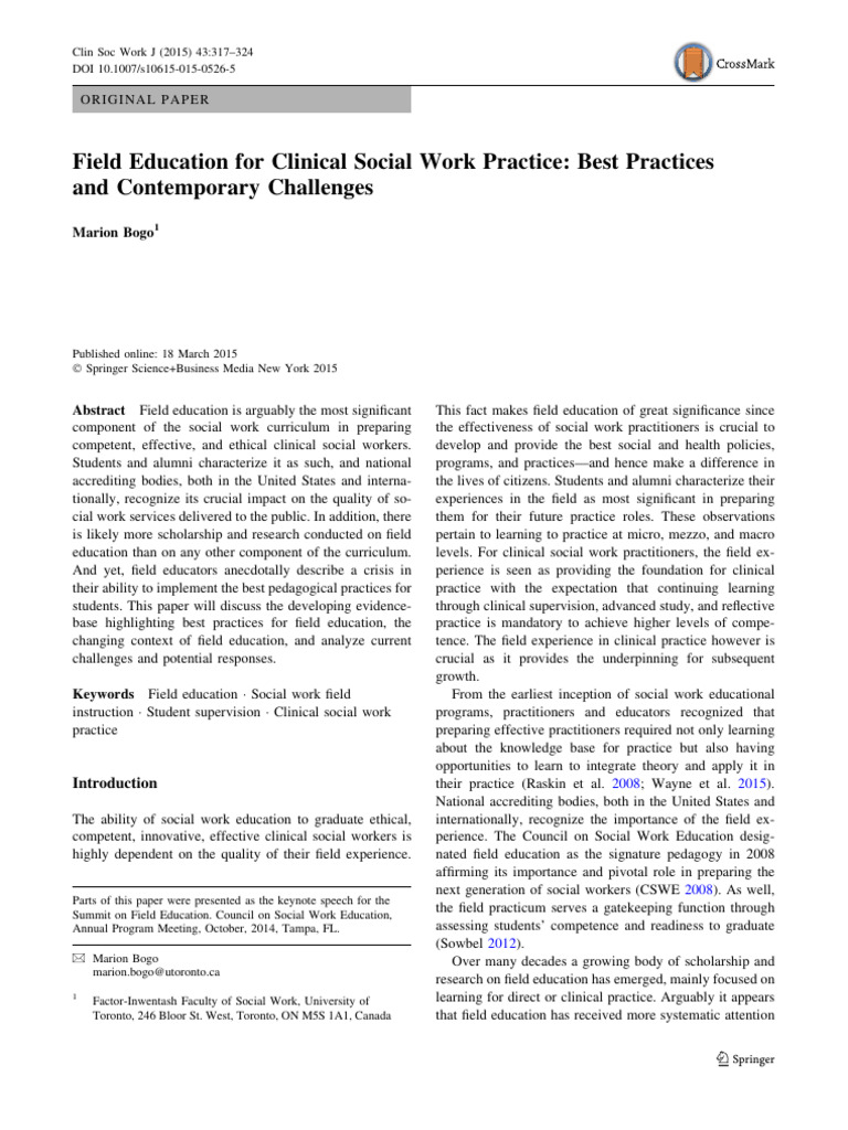 Best Practices in Social Work Field Education | PDF | Social Work ...