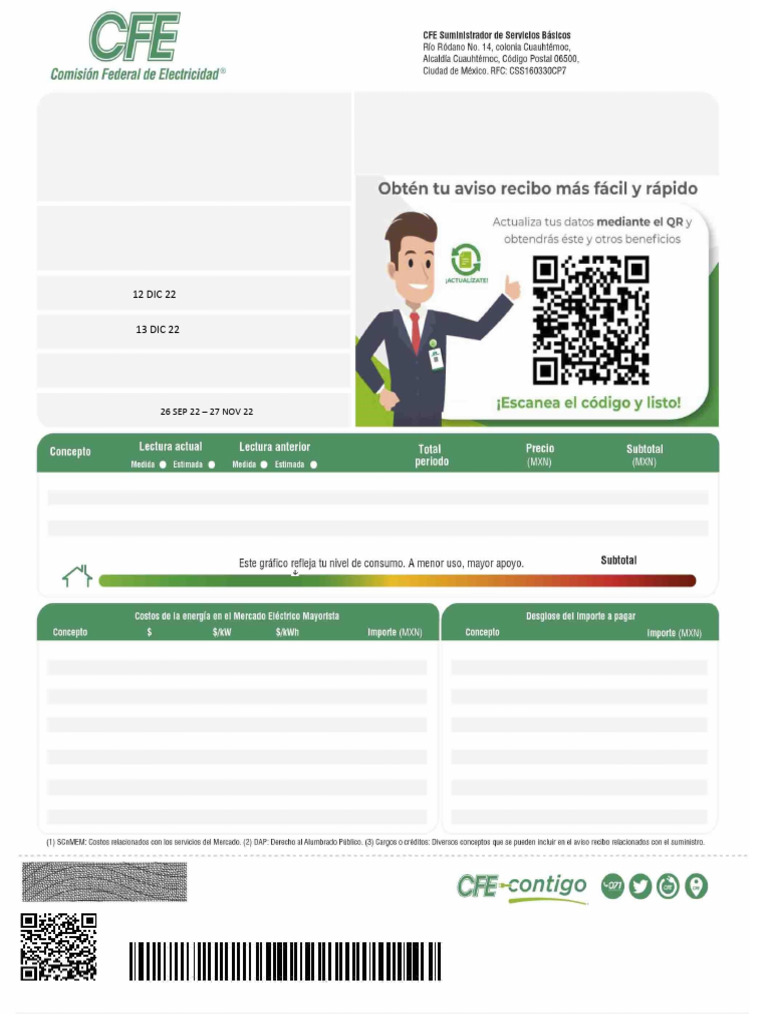 Formato Recibo de Luz, Editable | PDF | Energia electrica | Poder (Física)