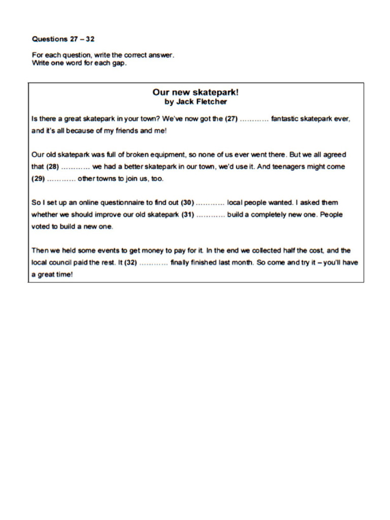 Reading Part 6 Pet Pdf