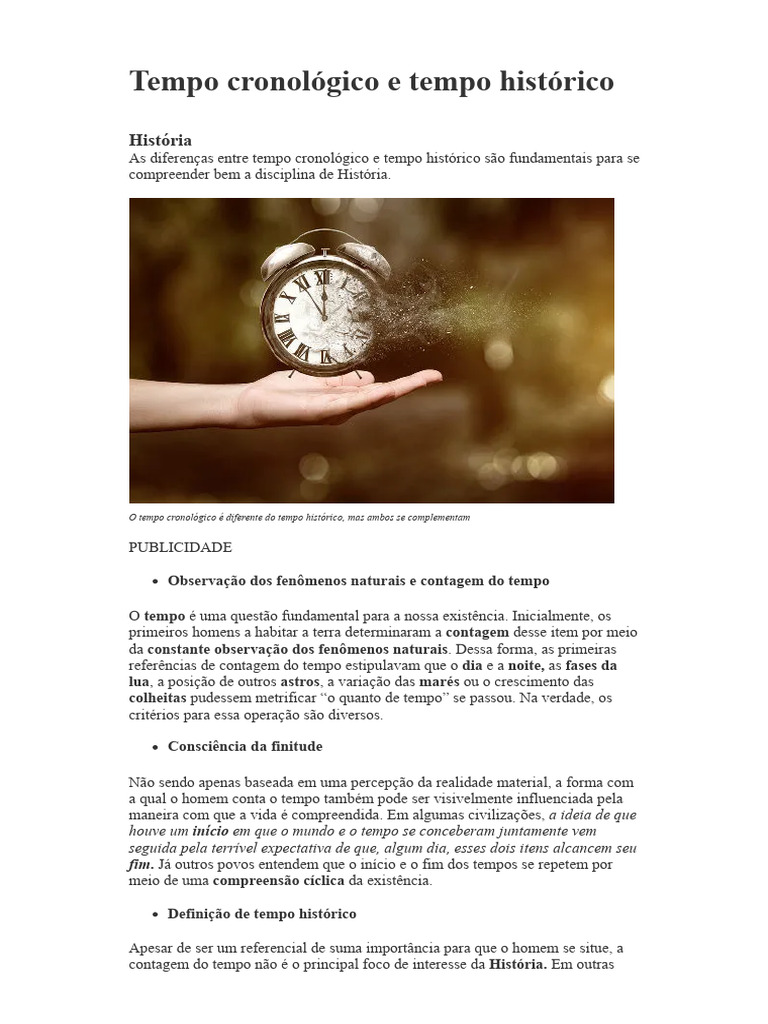 Tempo Cronológico e Tempo Histórico | PDF | Tempo | Science