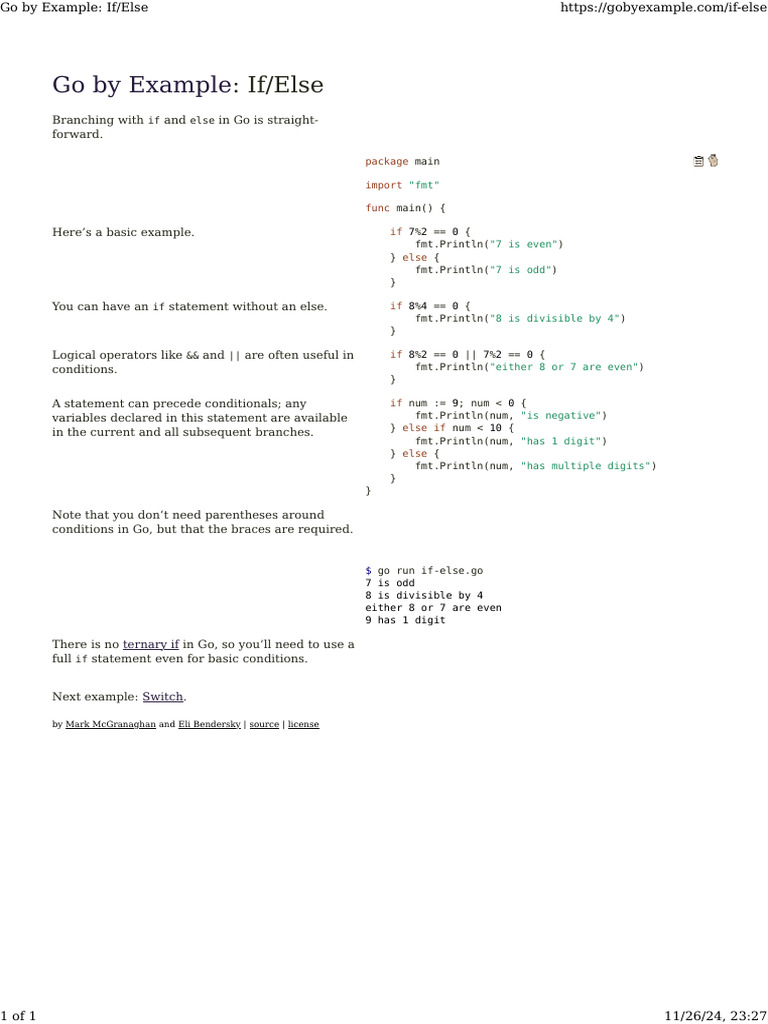 Go by Example_ If_Else | PDF | Computer Programming | Control Flow