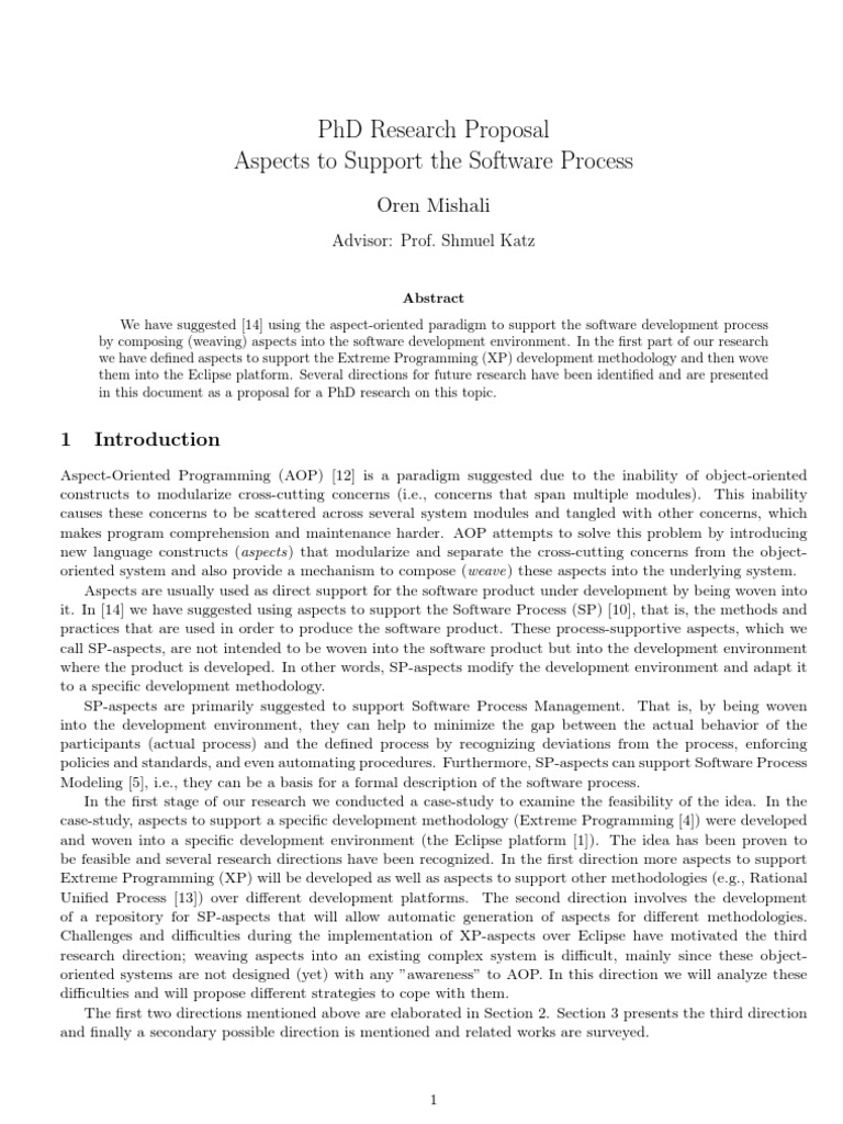 PhD Proposal: Aspect-Oriented Software Process | PDF | Software ...