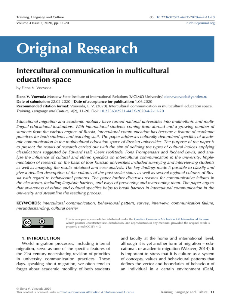 Intercultural Communication in Multicultural Education Space | PDF ...