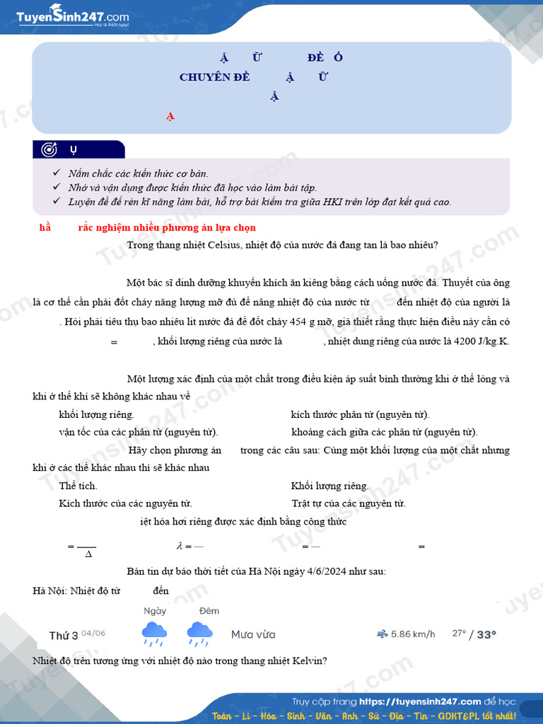 De Thi On Tap Giua Hk1 Mon Vat Li 12 de So 1 1718273198 | PDF