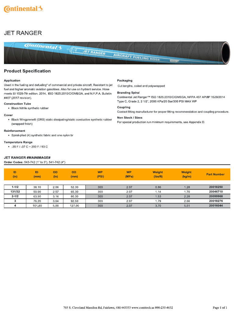 Continental Jet Ranger Hose | PDF