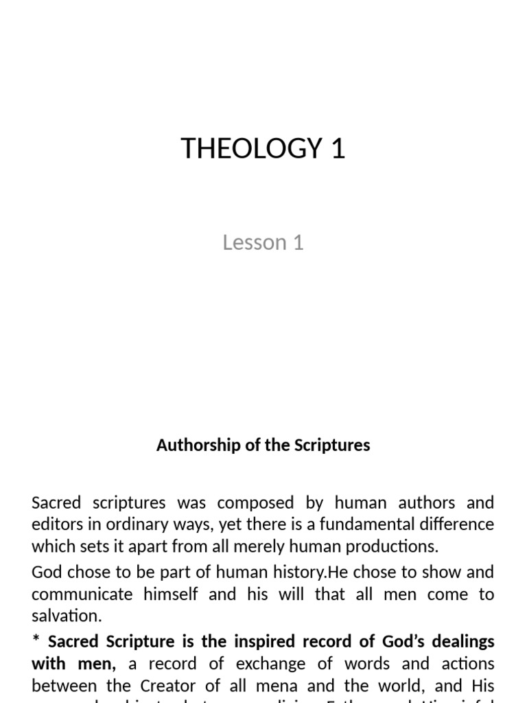 Theo1 Lesson 1 | PDF | New Testament | Acts Of The Apostles