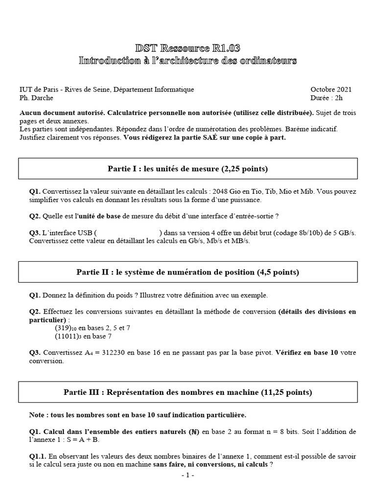 Examen Informatique IUT Paris 2021 | PDF | Données informatiques ...
