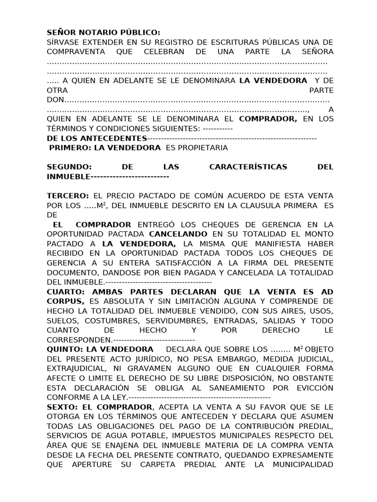 Minuta de Compra Venta | PDF | Justicia | Crimen y violencia