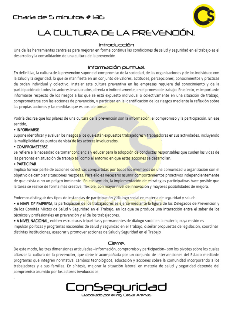 La Cultura de La Prevencion | PDF | Valores | Comportamiento
